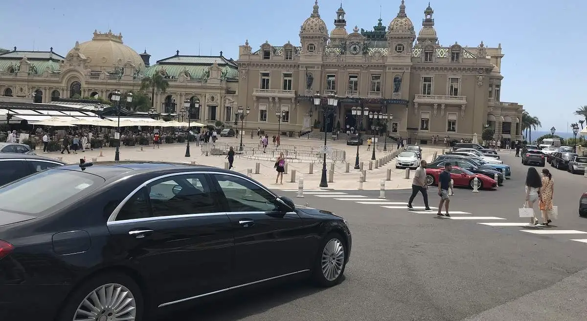 S class limousine parked in front of the Monte-Carlo casino in Monaco